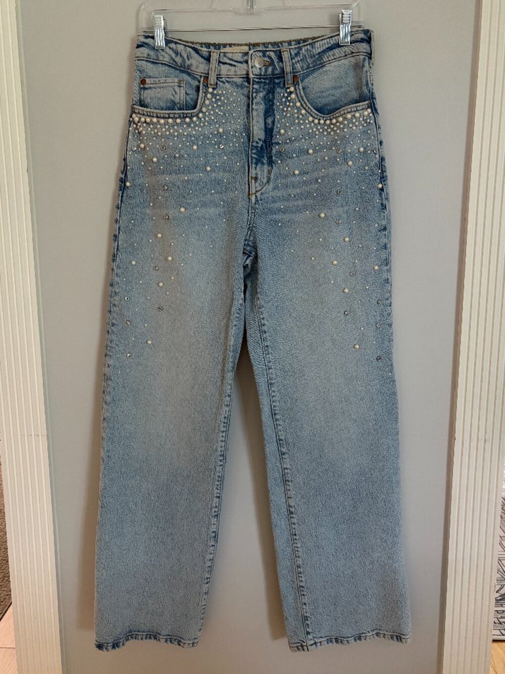 Anthropologie Pilcro Rhinestone & Pearl Embellished Denim Jeans Sz: 27
